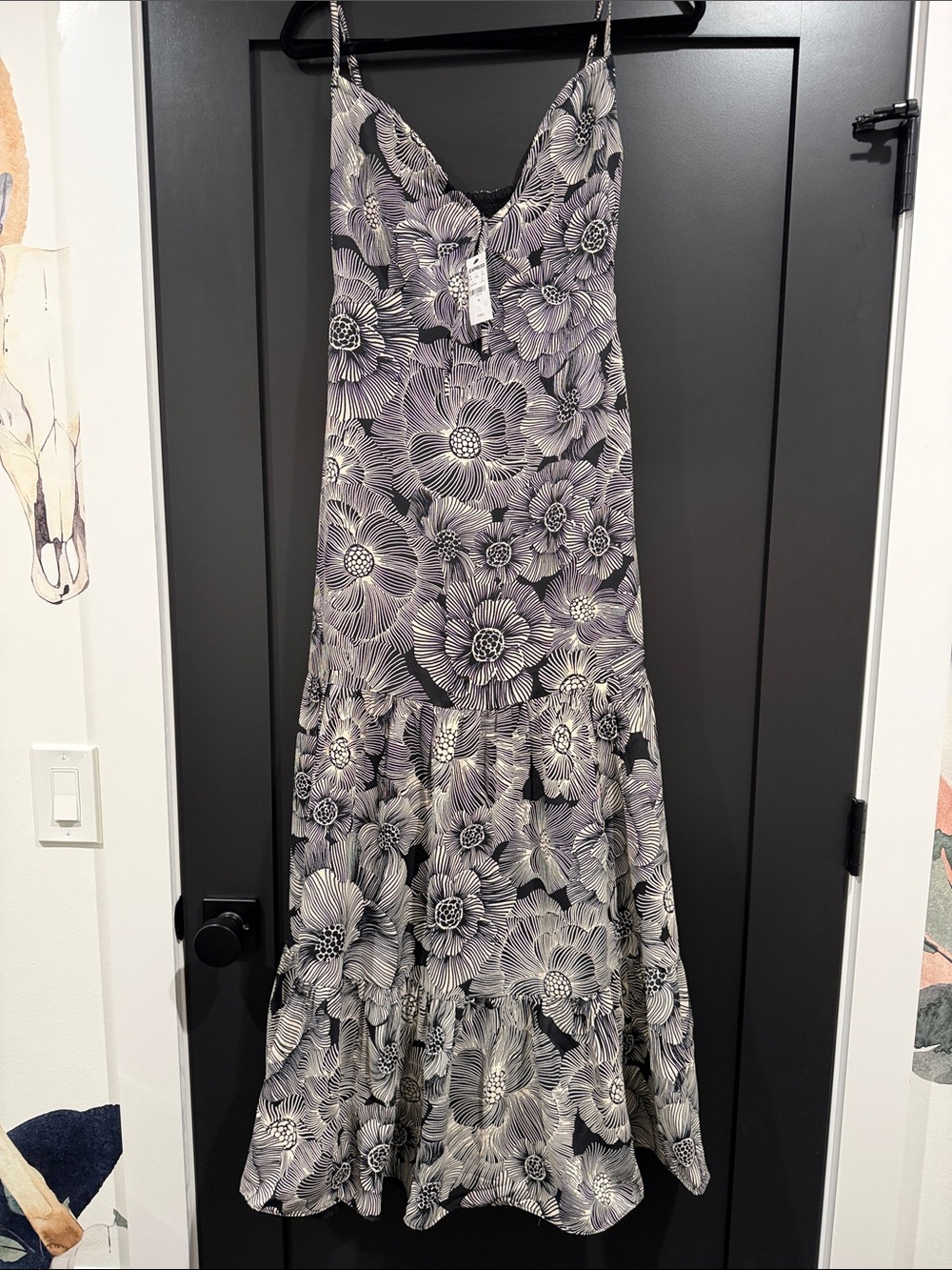 Express Black and Lavender Floral Slip Maxi Dress
